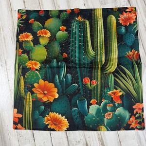 Cactus Floral Throw Pillow Cover Orange Green Desert‎ Garden Accent Decor